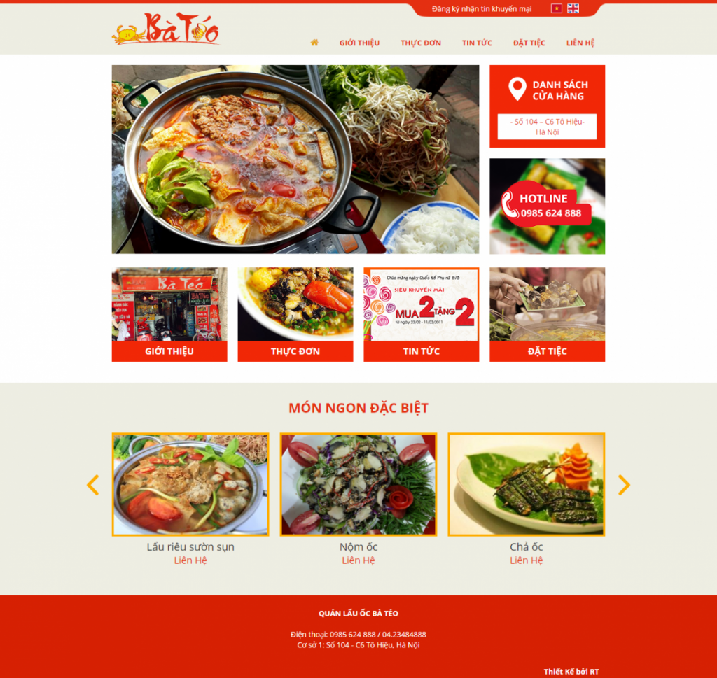 thiết kế trang web nhà hàng tại Đà Nẵng 