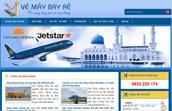 thiết kế web bán vé máy bay trực tuyến