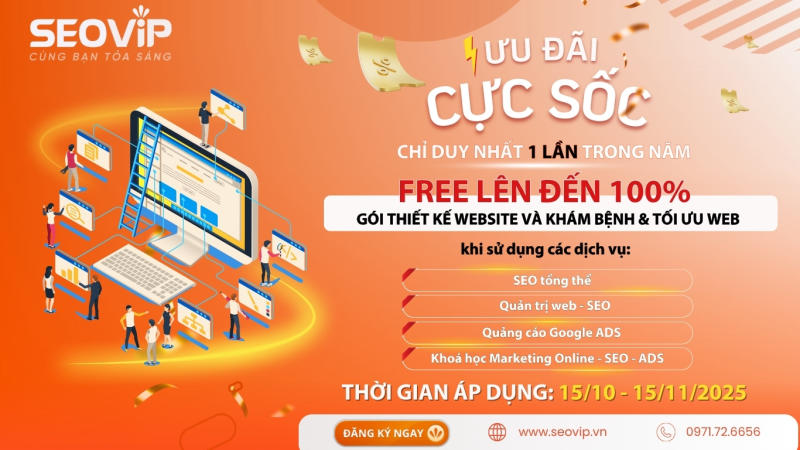MIỄN PHÍ THIẾT KẾ WEBSITE + KHÁM BỆNH & TỐI ƯU WEB – ƯU ĐÃI CỰC SỐC CHỈ DUY NHẤT 1 LẦN TRONG NĂM